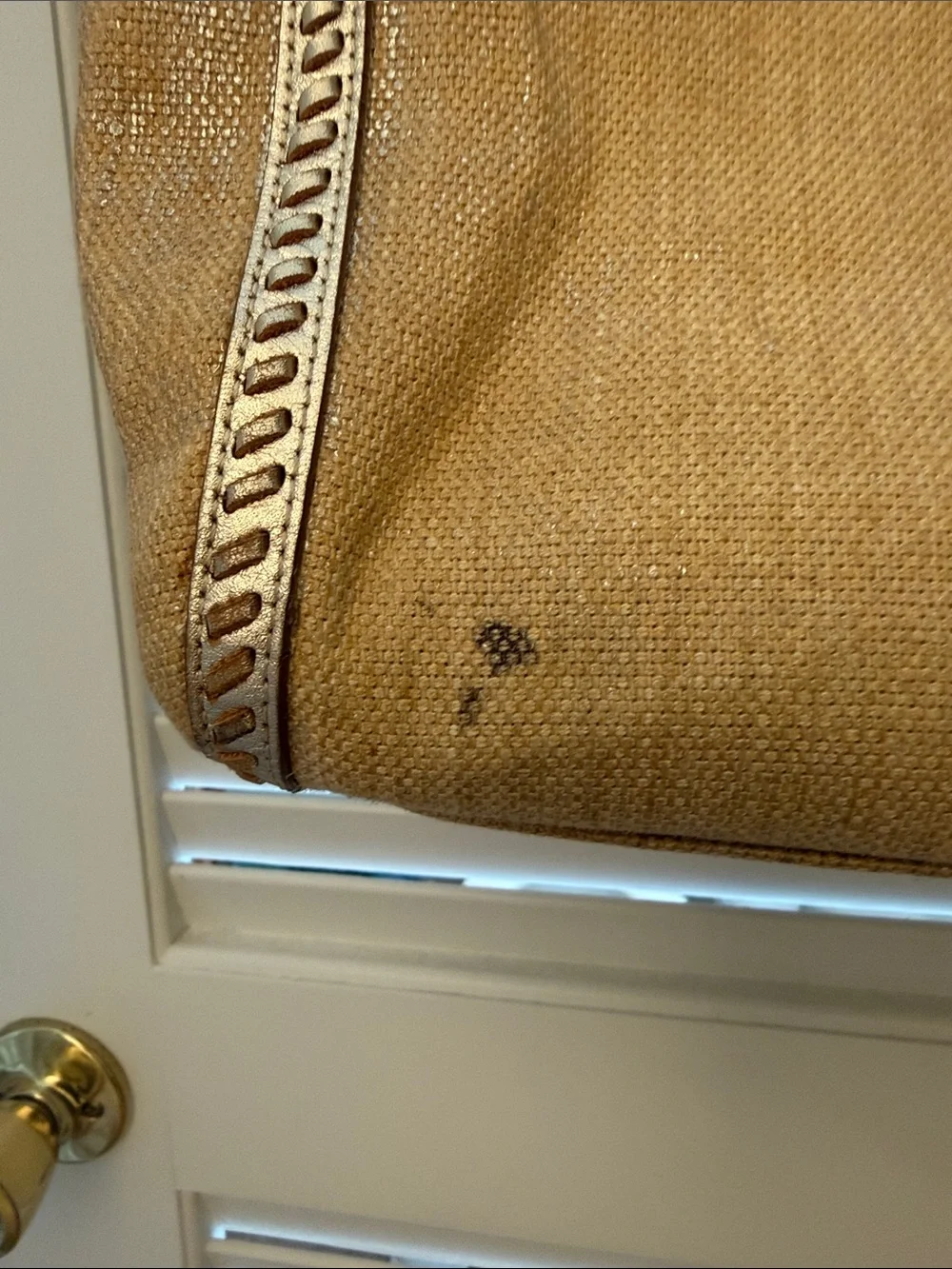 Jack Rogers Tan Canvas Tote with Metallic Medallion Accents
